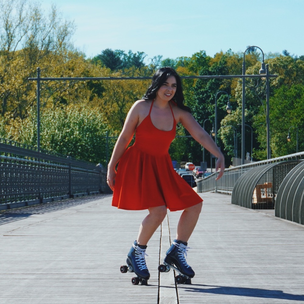 American Apparel Halter Skater Dress in Red